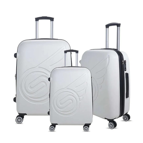 Kit 3 Malas Viagem P M G 360 Fibra Abs Santino Otranto Branca
