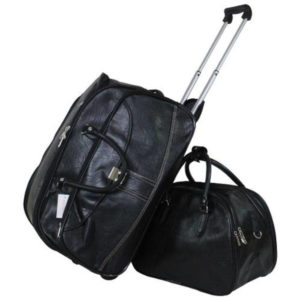 Kit Mala De Viagem Redonda C/Bolso Frontal C/Cadeado e Rodinhas E 01 Mala De Mão C/Alça transversal (PRETA)