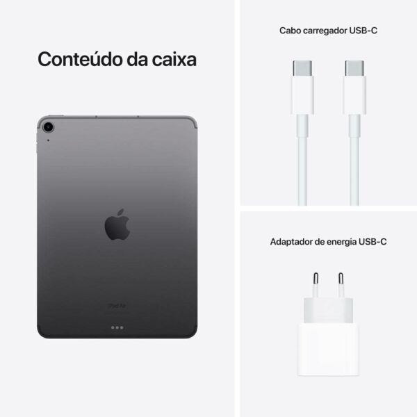 IPad Air da Apple 5a geração Chip M1 tela Liquid Retina 10,9 Polegadas 64 GB Wi-Fi 6 + Rede Celular 5G Câmera Frontal e Traseira de 12 MP Touch ID Cinza-Espacial - Imagem 2