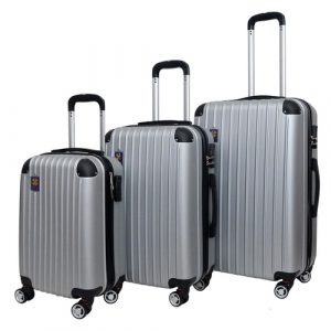 Conjunto De Malas 3 Peças-abs E Giro 360º Cadeado 20"24"28" - Prata