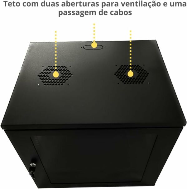 Mini Rack de Parede Padrão 19 Polegadas Cabeamento Estruturado CFTV 8U X 470mm - Imagem 5