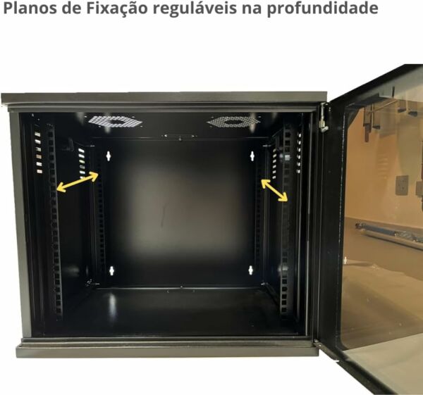 Mini RACK de Parede Padrão 19'' Cabeamento Estruturado CFTV 12U X 470mm - Imagem 5