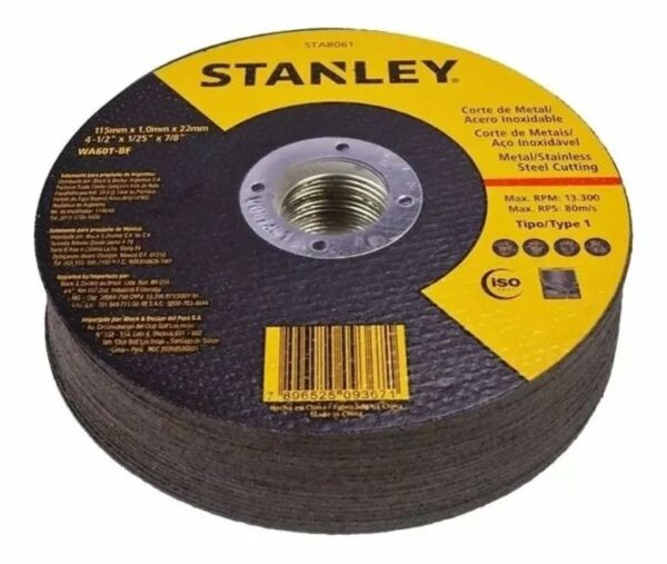 Disco de Corte Fino Inox Metal Stanley 4″1/2 Kit com 25 - Imagem 3