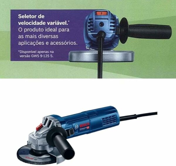 Esmerilhadeira Angular 5 POL 900W Gws 9-125 S com Controle de Velocidade + 3 Discos BOSCH - Imagem 3