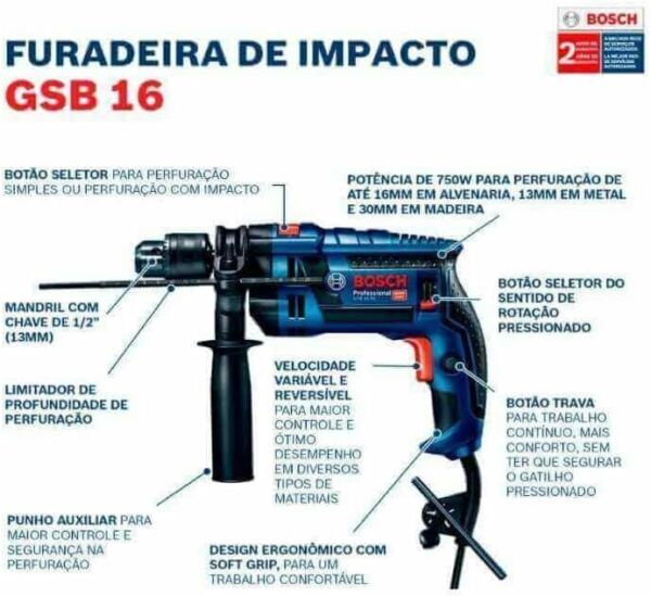 Furadeira De Impacto GSB Bosch - Imagem 3