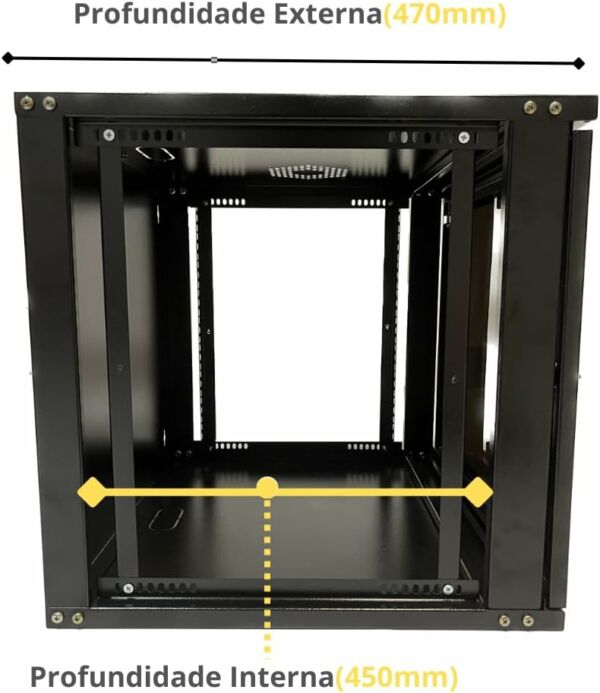 Mini RACK de Parede Padrão 19'' Cabeamento Estruturado CFTV 12U X 470mm - Imagem 2
