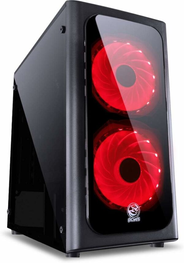 Gabinete Mid-Tower Venus Preto com 2 Fans LED 7 Vermelho VENPTVM2FCA - PCYES - Imagem 3