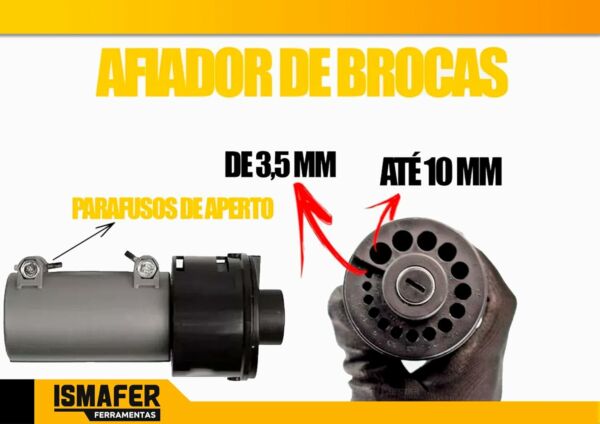 Afiador De Brocas De Aço Do 3,5 Mm Ate 10 Mm Para Furadeira - Imagem 5