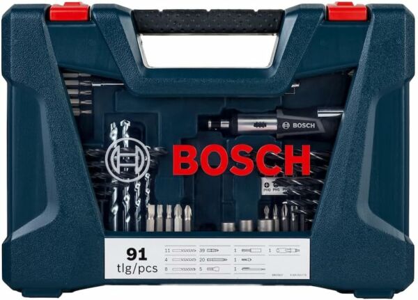 Jogo Kit Brocas Bits Furar Parafusar V-line 91 Peças Bosch - Imagem 5