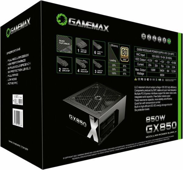 Fonte de Alimentação ATX Gamemax 850w GX850 80 Plus Gold Preta - Imagem 4