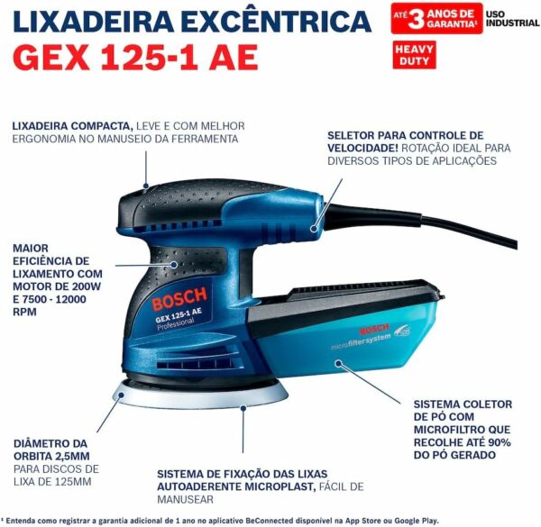 Lixadeira Roto Orbital 5 POL GEX 125-1 AE Professional BOSCH - Imagem 5