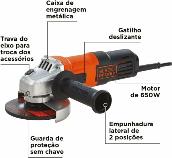 Esmerilhadeira 4 1/2 - G650 127v - Black Decker - Imagem 2