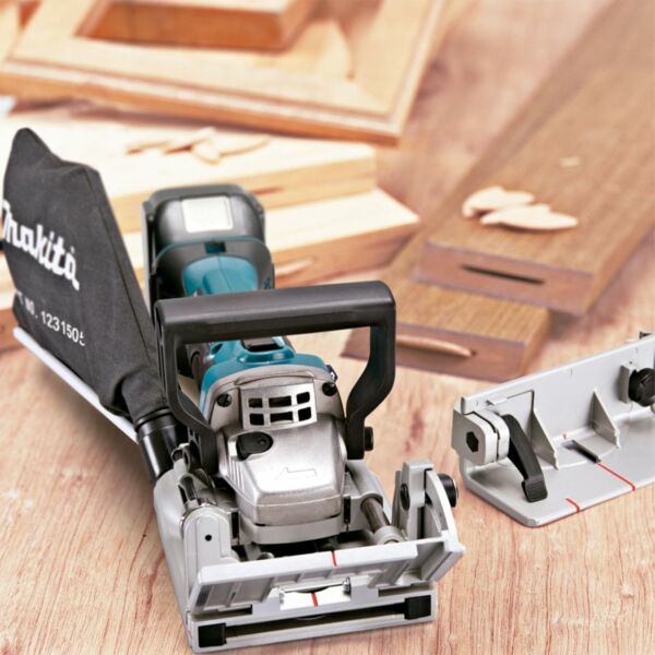 Fresadora de junção a Bateria + Bat 18V 5ah DPJ180Z-P Makita - Imagem 2