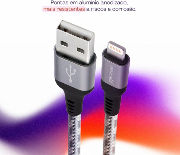 Cabo Carregador Lightning Certificado Apple Original MFI Geonav 1,5 metro - Imagem 2