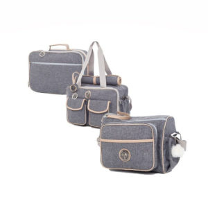 Kit De Bolsas Maternidade Dallas Cinza Com Azul 3pcs Bolsa, Mala E Frasqueira - Lequiqui