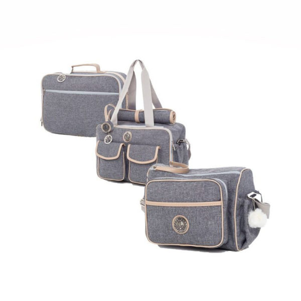 Kit De Bolsas Maternidade Dallas Cinza Com Azul 3pcs Bolsa, Mala E Frasqueira - Lequiqui