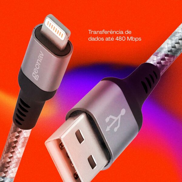 Cabo Carregador Lightning Certificado Apple Original MFI Geonav 1,5 metro - Imagem 7
