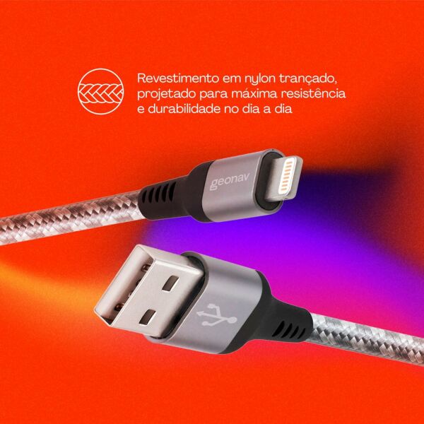 Cabo Carregador Lightning Certificado Apple Original MFI Geonav 1,5 metro - Imagem 5