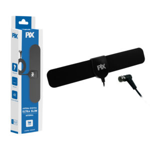 Antena Interna/Externa Slim Hdtv Digital Plug 90 Graus 5DBI Cabo 1 Metro PIX