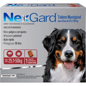 Nexgard 25 a 50 kg Antipulgas e Carrapatos Merial para Cães - 3 Unidades