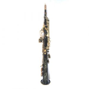 Saxofone Soprano Sib Bb Halk Preto com Chaves Douradas