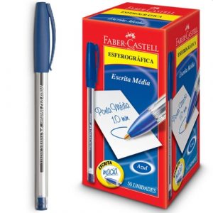 Caneta Esferográfica Trilux 032 Ponta Media 50 Unidades, Faber-Castell, Azul