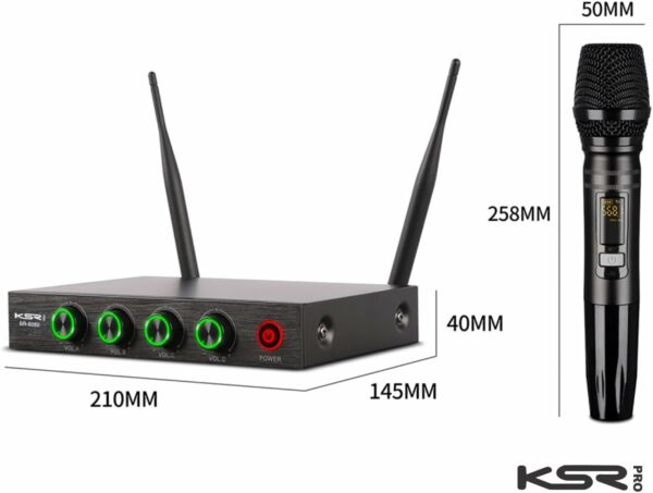 Microfone sem Fio Quadruplo KSR Pro BR6080 200 Canais UHF - Imagem 3