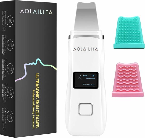Limpador Facial Aolailiya Ultrasonic Ionic Skin Scrubber Recarregável - Branco
