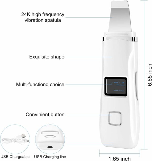 Limpador Facial Aolailiya Ultrasonic Ionic Skin Scrubber Recarregável - Branco - Imagem 3