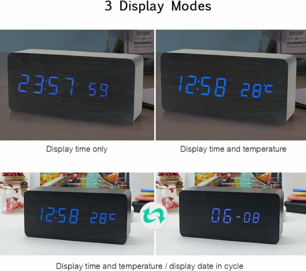 Despertador Digital Honorall Relógio Visor LED - Imagem 5