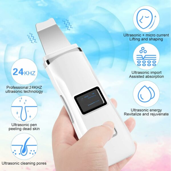 Limpador Facial Aolailiya Ultrasonic Ionic Skin Scrubber Recarregável - Branco - Imagem 7