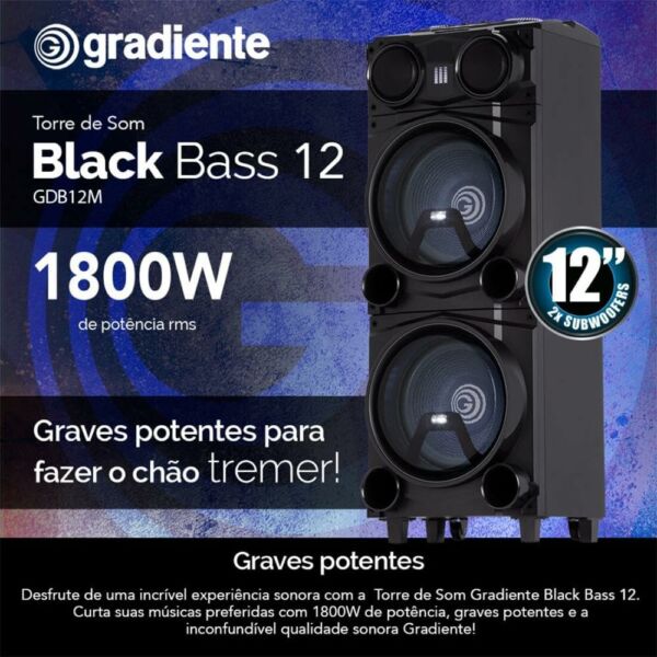 Caixa Amplificada Bluetooth GDB12M 1800W Bivolt Gradiente - Imagem 6