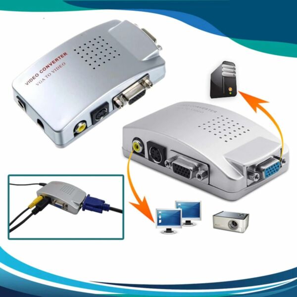 Conversor Adaptador VGA para RCA e S-Vídeo TV Projetor - Imagem 4