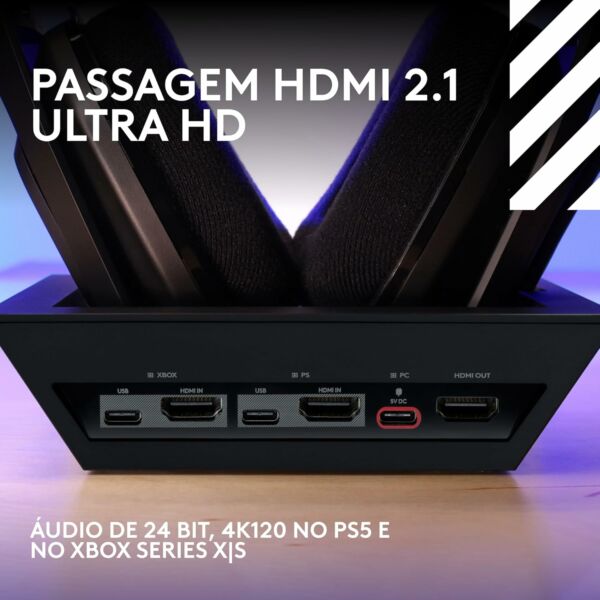 Headset Gamer Logitech Bluetooth G Astro A50 X LIGHTSPEED Base Station Compatível Xbox PlayStation PC/Mac Preto - Imagem 5