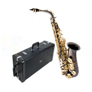 Sax Alto Eagle Corpo Em Black Onix Chaves Douradas