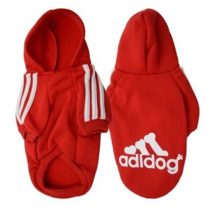 Casaco para Cachorro Pequeno Porte Moletom Capuz Adidog Tórax 55 cm