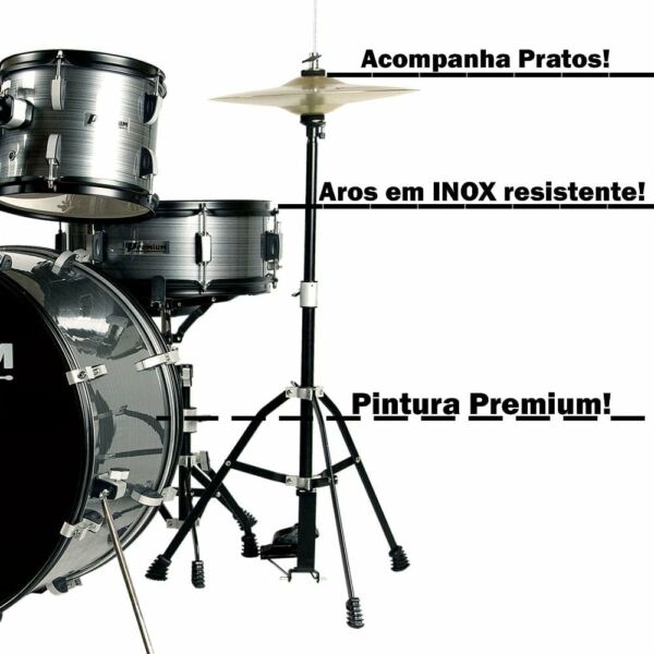 Bateria Premium Dx722 Bk Preta Completa - Imagem 5