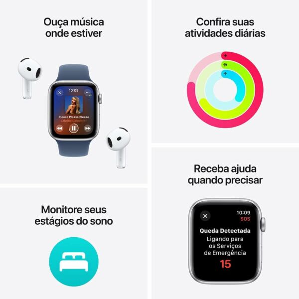 Apple Watch Serie 5 44mm GPS/Caixa de Alumínio Cinza Espacial com Pulseira Esportiva Preto - Imagem 4