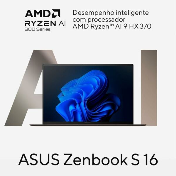 Laptop ASUS Zenbook S 16 UM5606WA AMD Ryzen AI 9 HX 370 32Gb Ram 1Tb SSD Windows 11 Home 16" OLED Zumaia Gray RJ265W - Imagem 6
