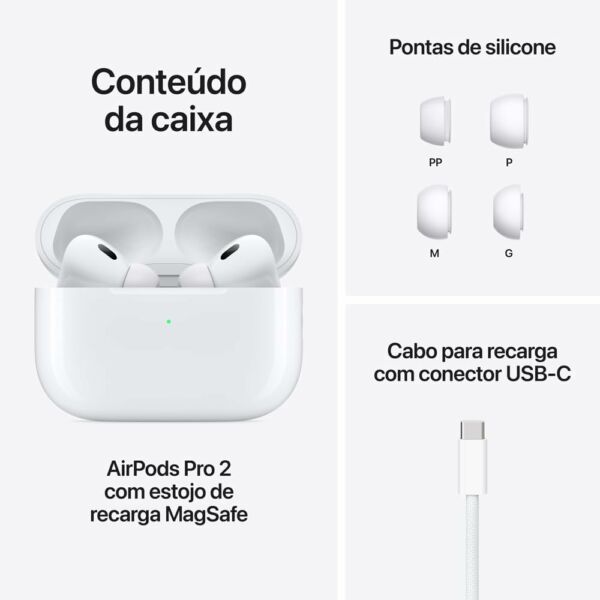 Airpods Pro 2ª geração Estojo de Recarga MagSafe USB-C Branco – Apple - Imagem 4