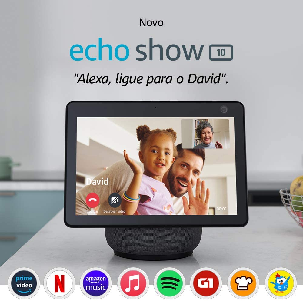 Echo com Alexa (4ª Geração): Com som premium e hub Zigbee de casa  inteligente - Cor Preta 