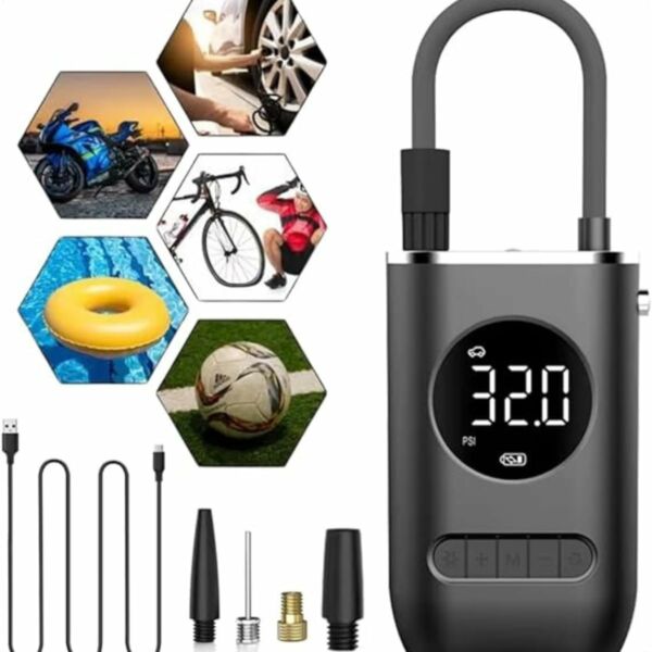Calibrador Compressor Bomba De Ar Portátil Digital com Lanterna LED - Imagem 6