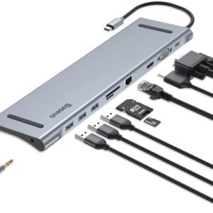 Super HUB para Macbook Suporte Type-C 10 em 1 4K Prata
