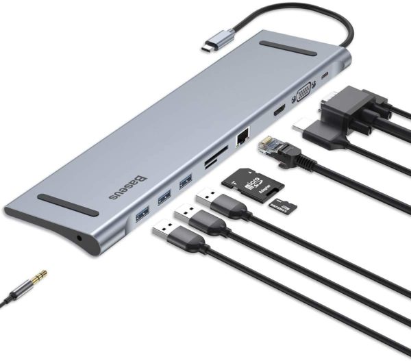 Super HUB para Macbook Suporte Type-C 10 em 1 4K Prata