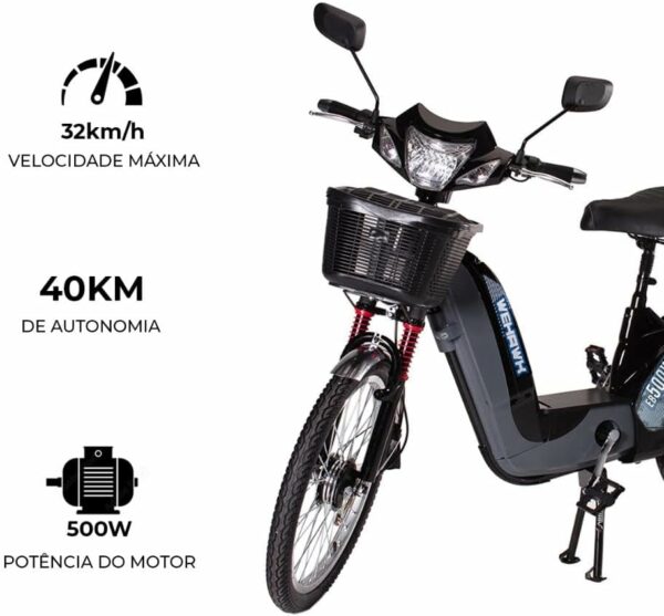 Bicicleta Eletrica Wehawk Hw03 500w Bat 48v 12ah Black - Imagem 3