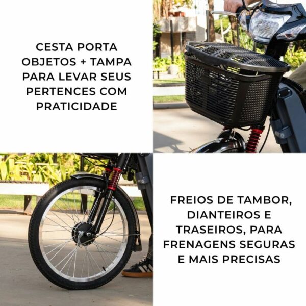 Bicicleta Eletrica Wehawk Hw03 500w Bat 48v 12ah Black - Imagem 5