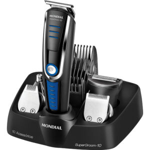 Aparador de Pelos Mondial Super Groom Preto/Azul Bivolt