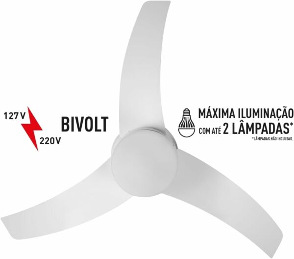 Ventilador de Teto Ultimate Bivolt Branco com 3 Pás e Controle Remoto VX13 Arno - Imagem 2