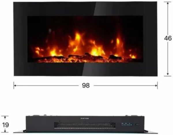 Lareira Elétrica Parede, Bancada e Piso Com Controle 98cm x 46cm 127V - Imagem 3