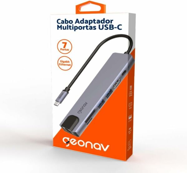 Adaptador Multiportas USB-C 7 em 1 UCA11 Prata Geonav